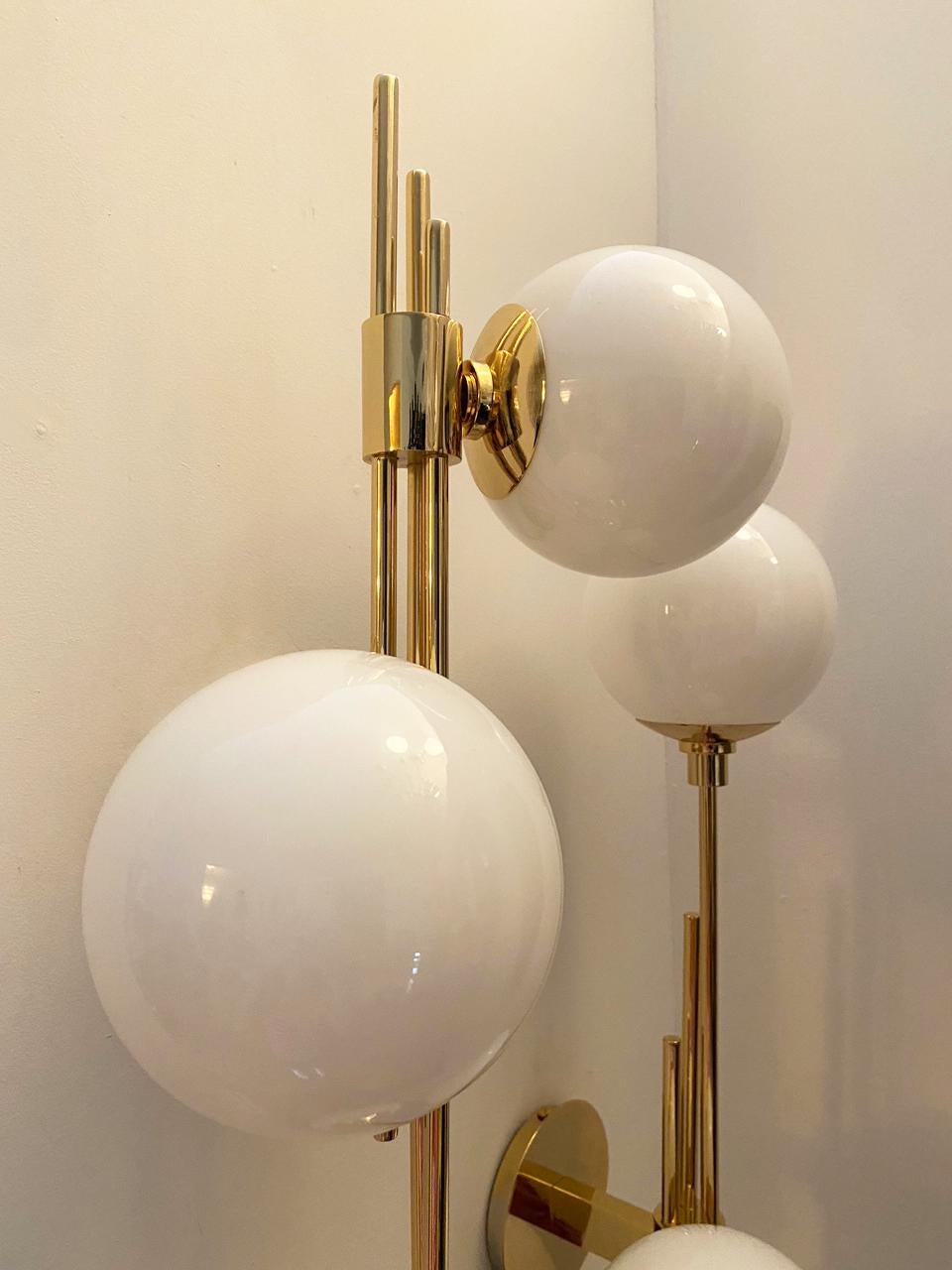  Four Italian Brass Gold Plated Wall Sconces, in Stock 1