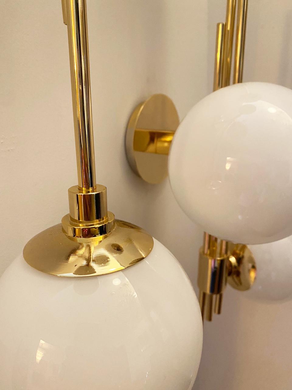  Four Italian Brass Gold Plated Wall Sconces, in Stock 2