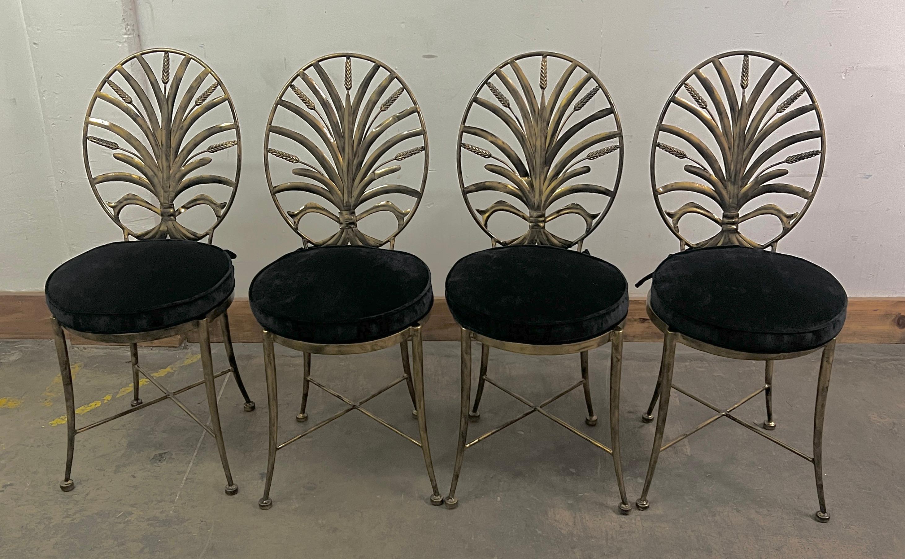 Four stunning brass Chiavari style side chairs - titled 