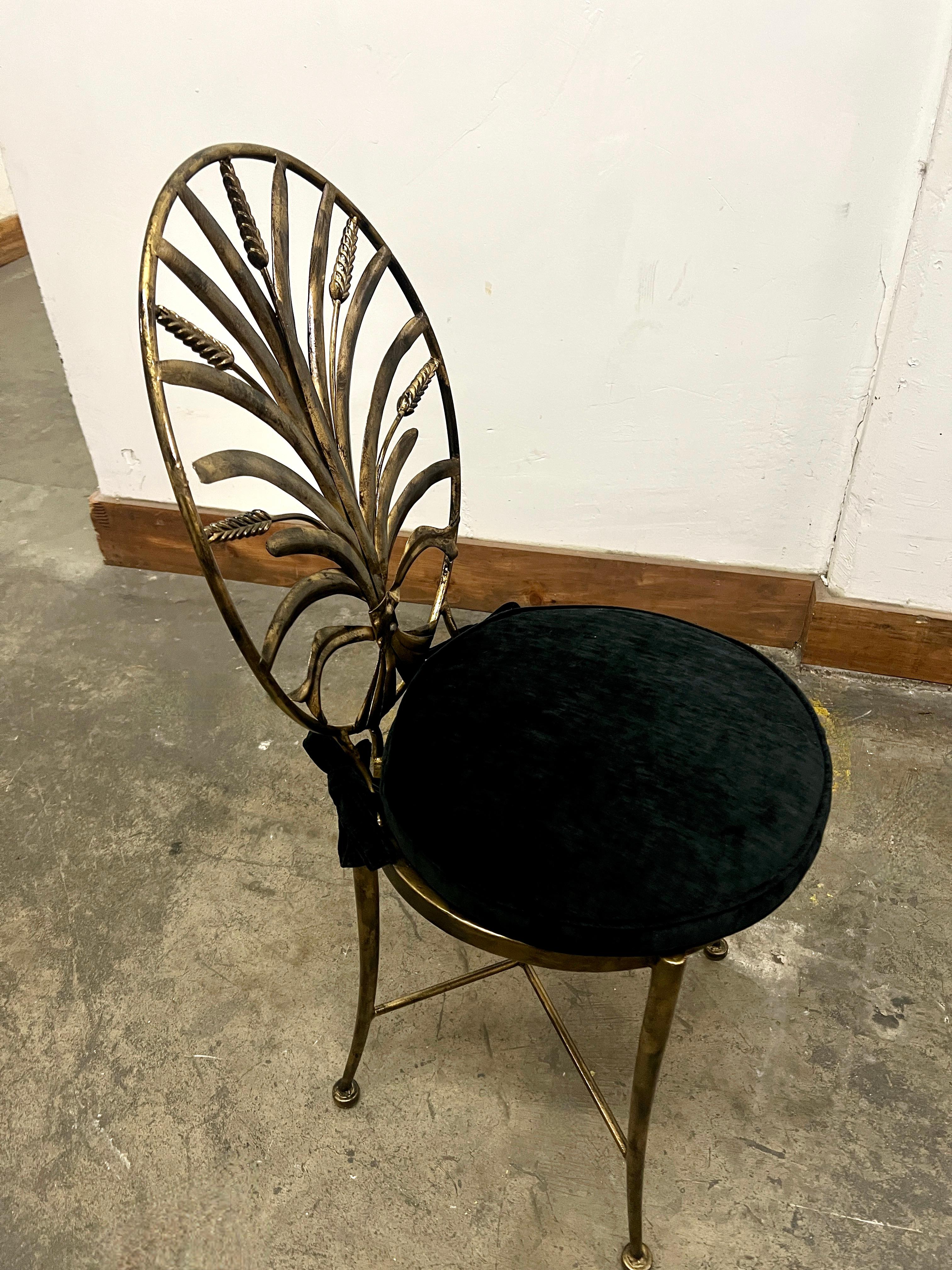 Hand-Crafted Four Italian Brass Patinated Sheath of Wheat chairs by S. Salvadori