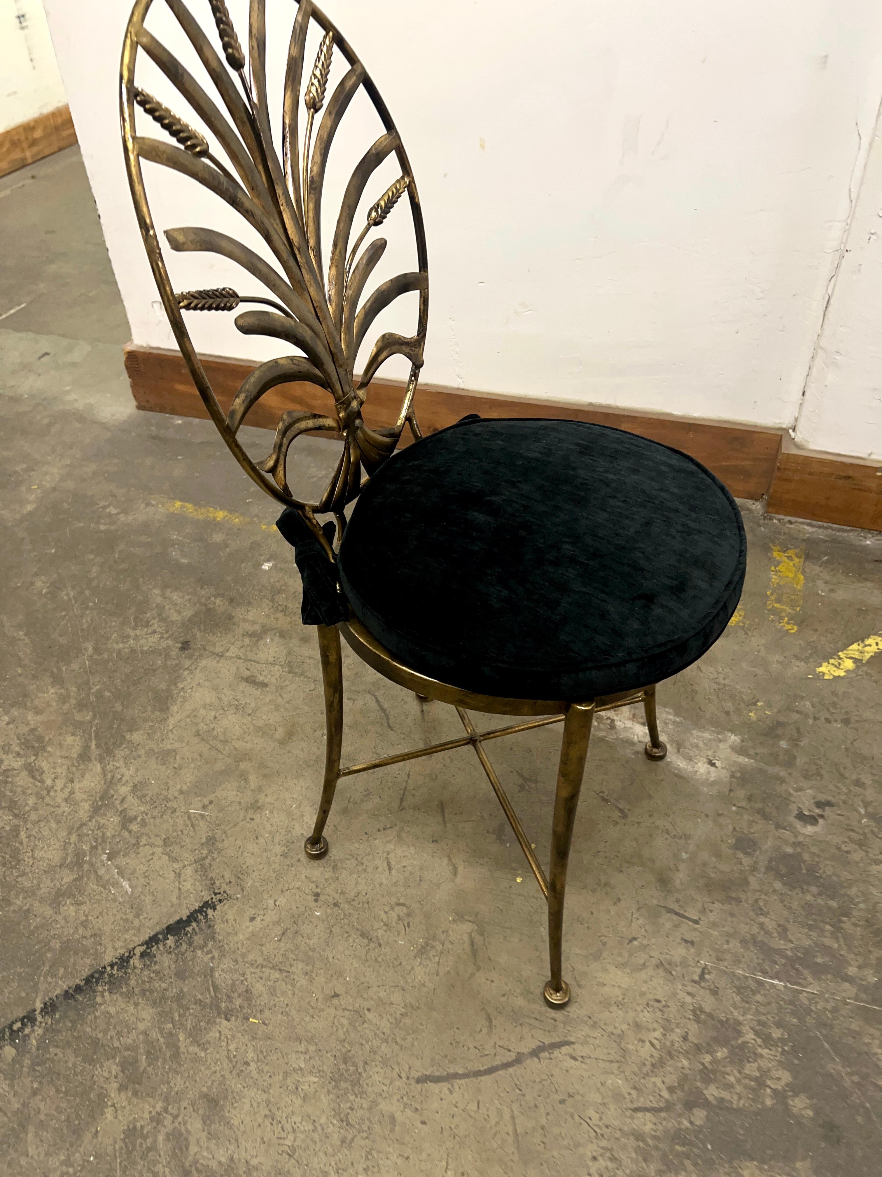 20th Century Four Italian Brass Patinated Sheath of Wheat chairs by S. Salvadori