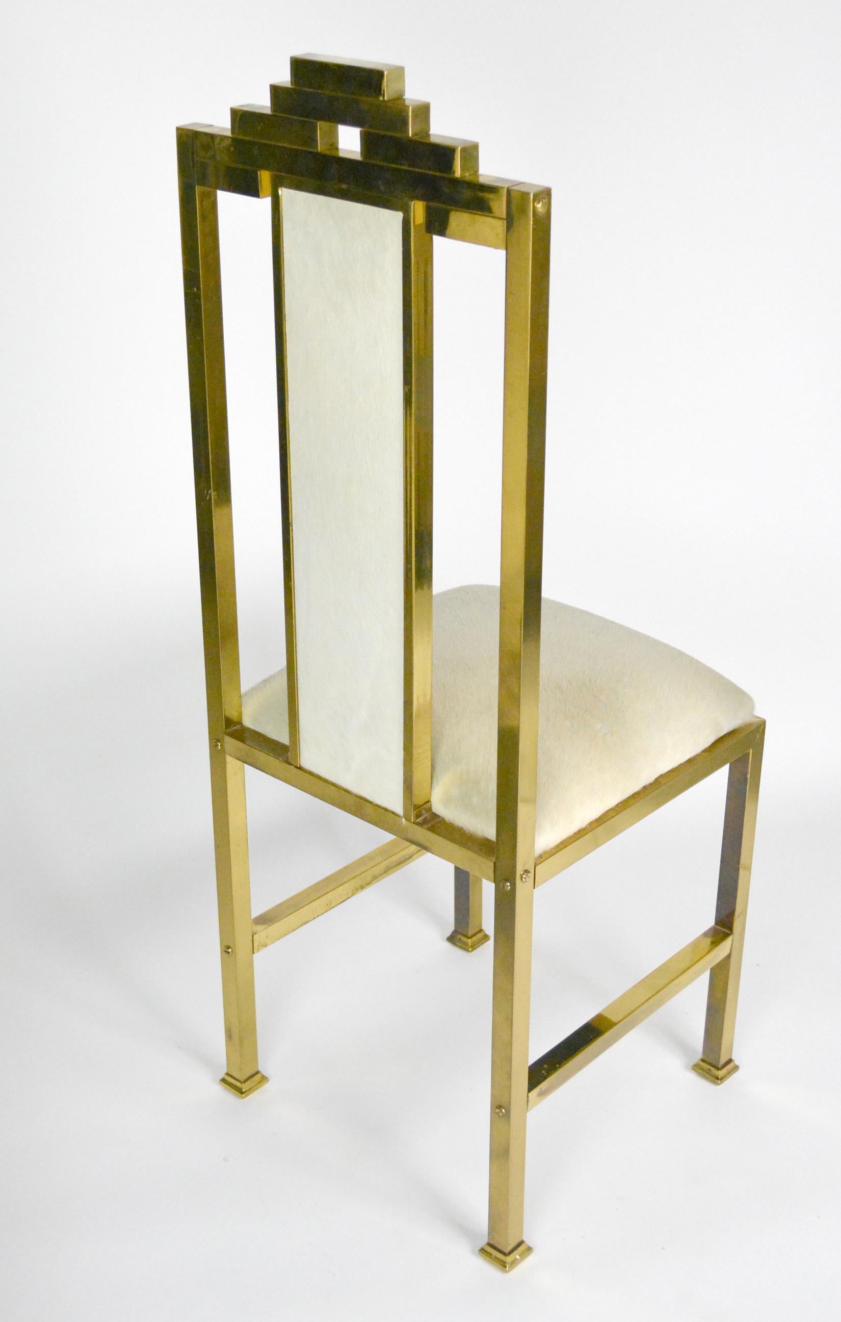Two Pairs of Italian Brass 'Skyscraper' Chairs In condizioni buone in vendita a Palm Springs, CA