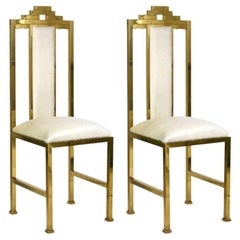 Two Pairs of Italian Brass 'Skyscraper' Chairs