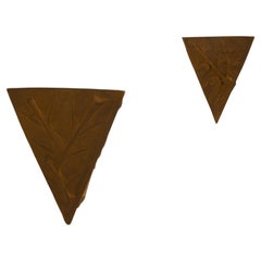 four Italian brutalist wall sconces, bronze HUGE