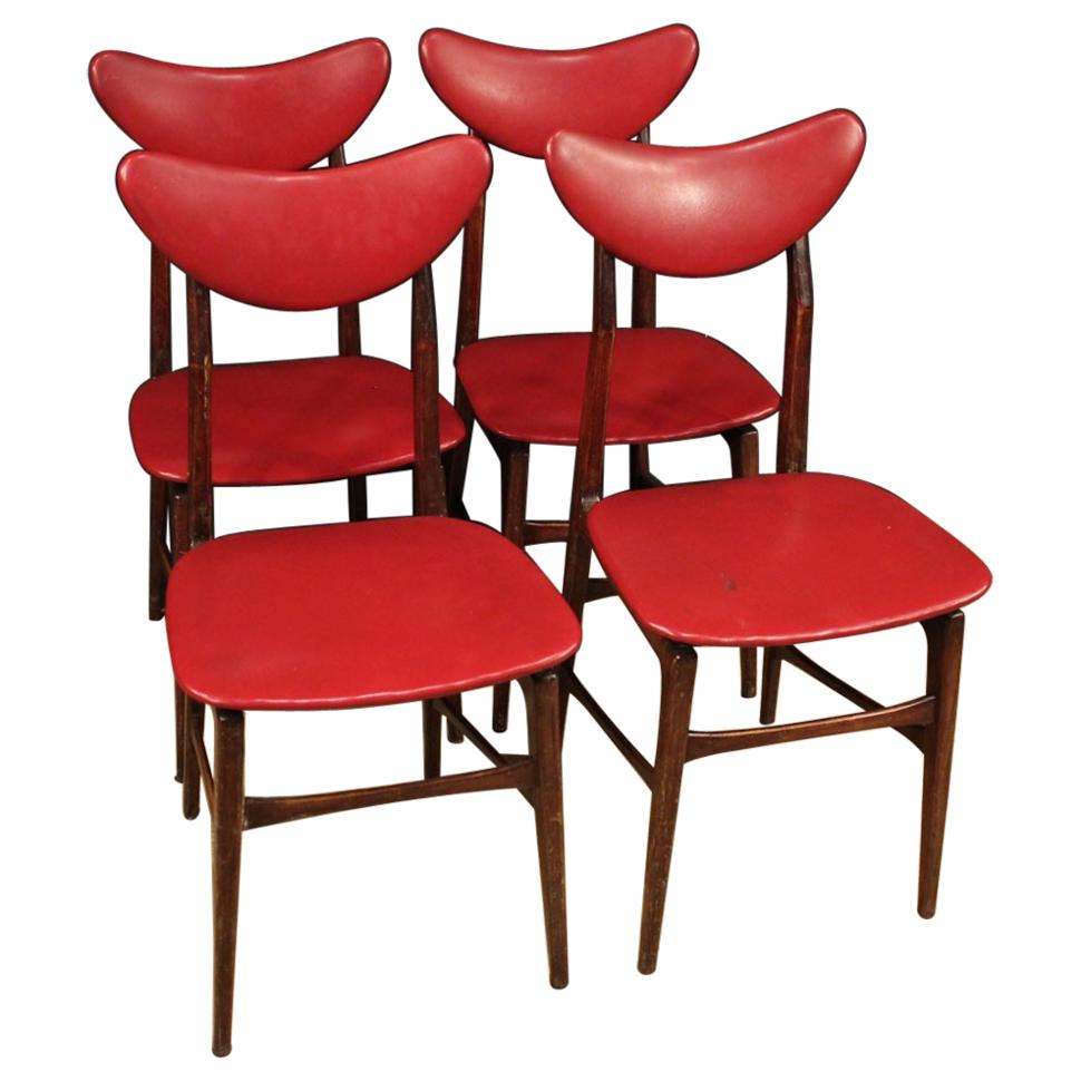 Four Italian Design Chairs in Imitation Leather, 20th Century For Sale