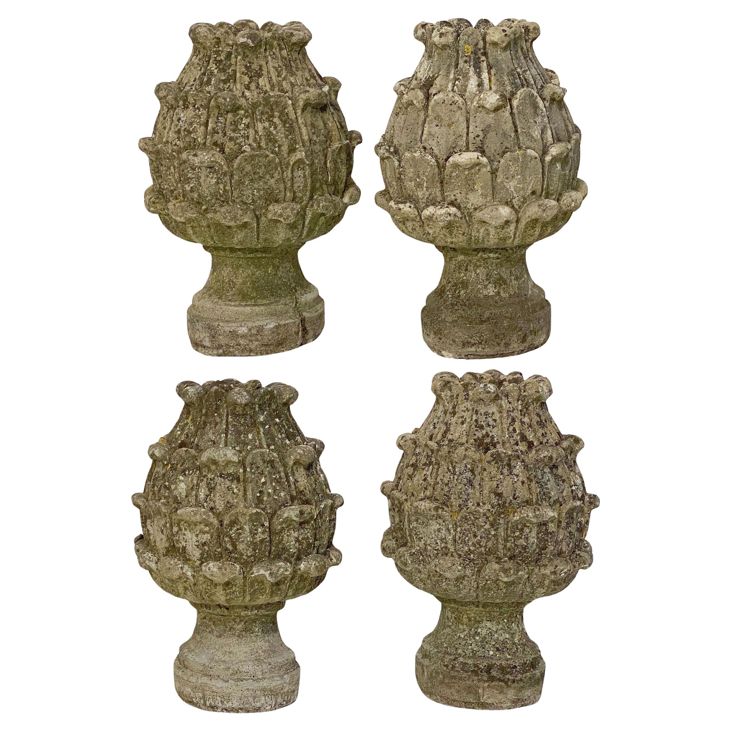 Quatre artichauts de jardin italiens en pierre - Prix individuels en vente