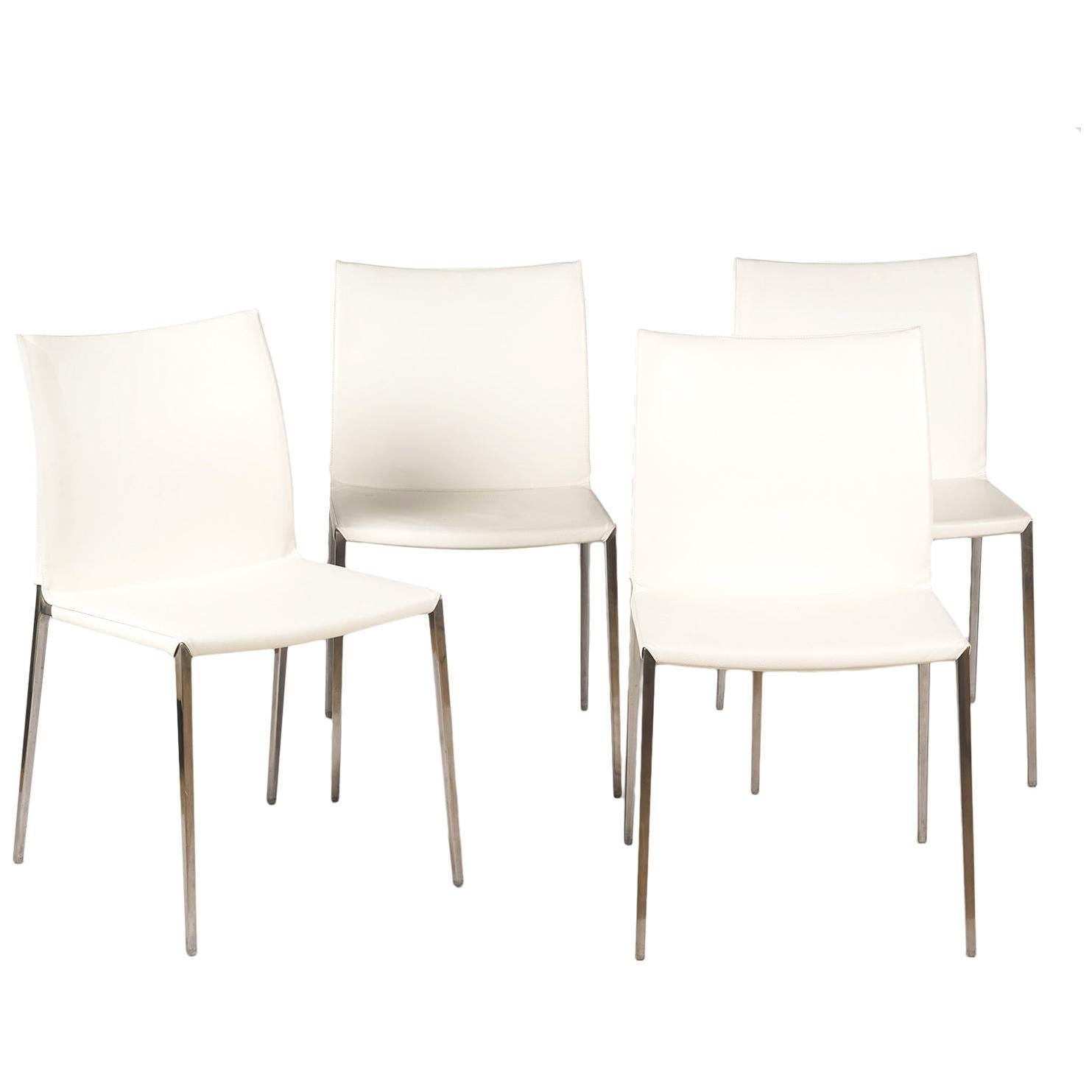 Four Italian 'Lia' Leather Side Chairs by Roberto Barbieri for Zanotta, Italy