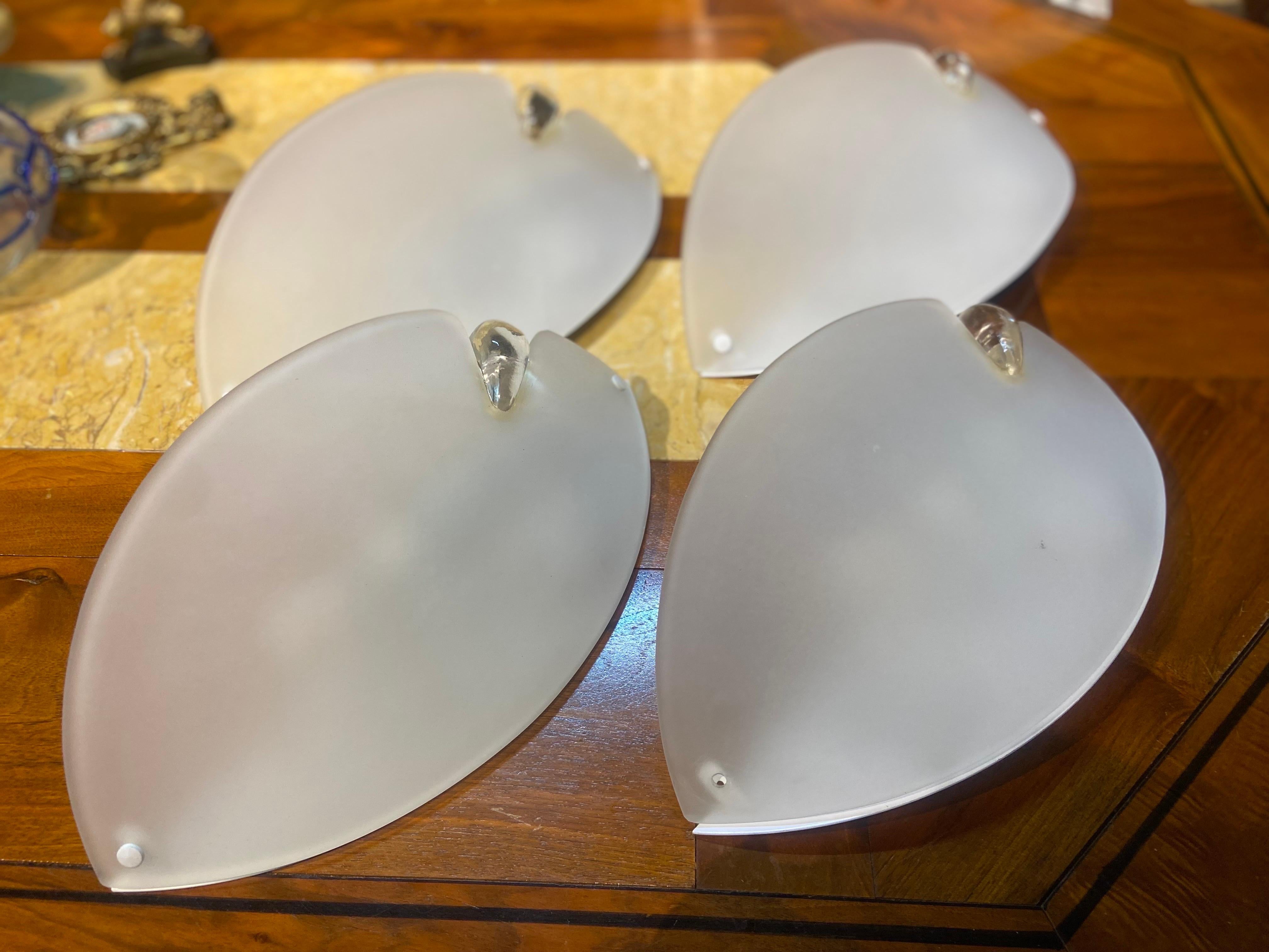 Four Italian Modern Wall Lights Hand Crafted Smoked Murano Glass By AV Mazzega For Sale 3
