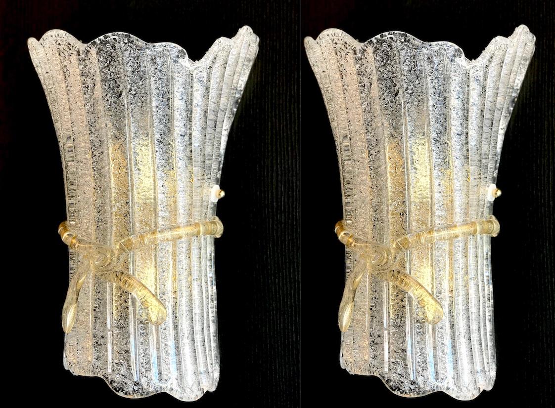 Quatre appliques murales italiennes en verre de Murano par Barovier & Toso 1970 en vente 1