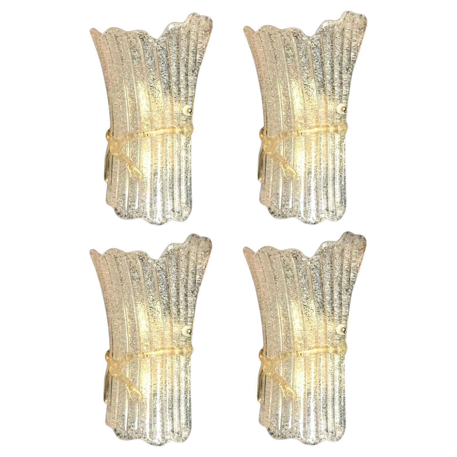 Vier Wandleuchter aus italienischem Murano-Glas von Barovier & Toso 1970'.