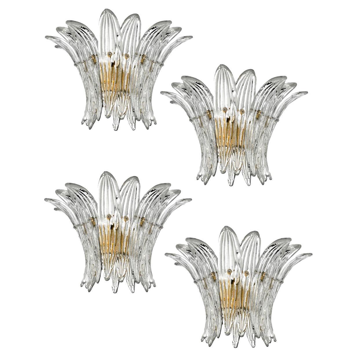 Quattro lampade a palmetta italiane in stile Barovier&Toso, Murano in vendita 6