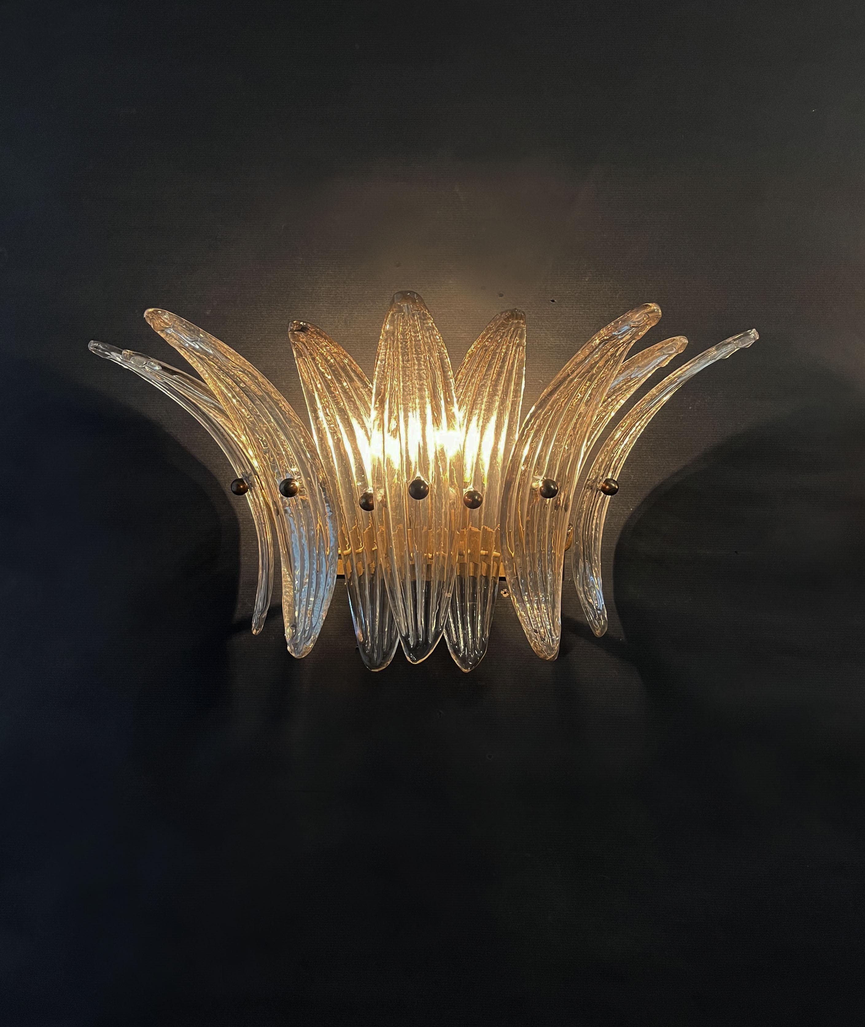 Italiano Quattro lampade a palmetta italiane in stile Barovier&Toso, Murano in vendita