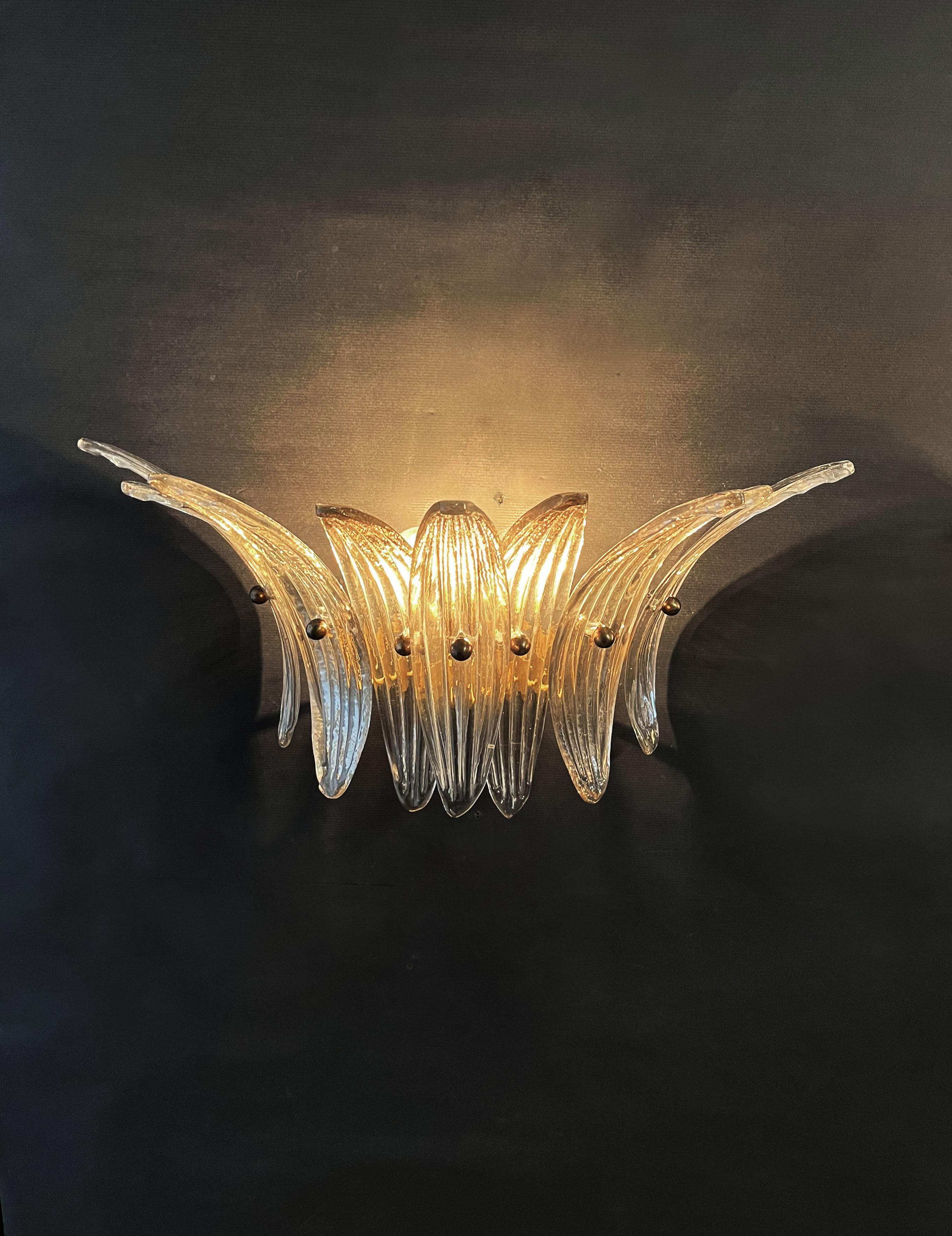 Quattro lampade a palmetta italiane in stile Barovier&Toso, Murano in vendita 1