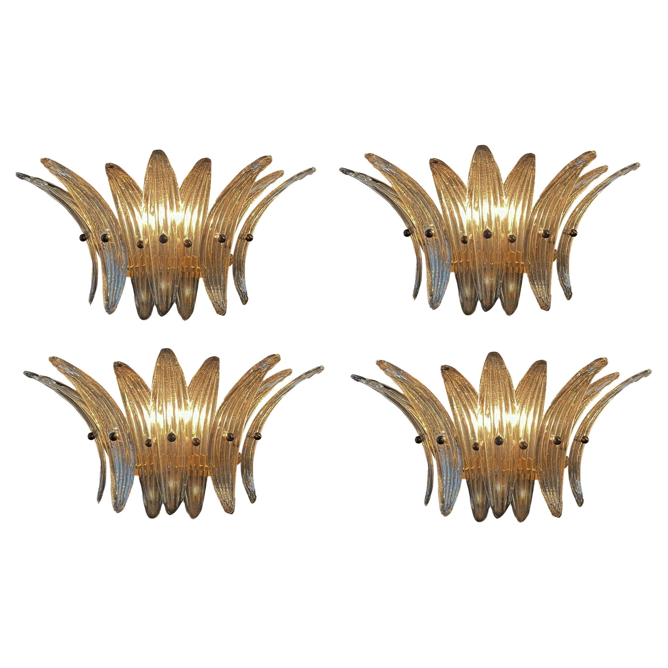 Quattro lampade a palmetta italiane in stile Barovier&Toso, Murano in vendita