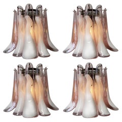 Four Italian Pink Petal Murano Sconces