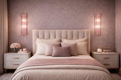 Four Italian Pink Wall Sconce, Venini Style Murano, 1990s