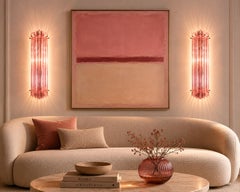 Four Italian Pink Wall Sconce, Venini Style Murano, 1990s