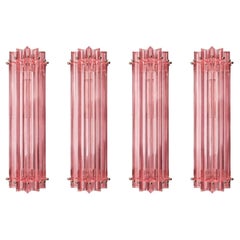 Four Italian Pink Wall Sconce, Venini Style Murano, 1990s
