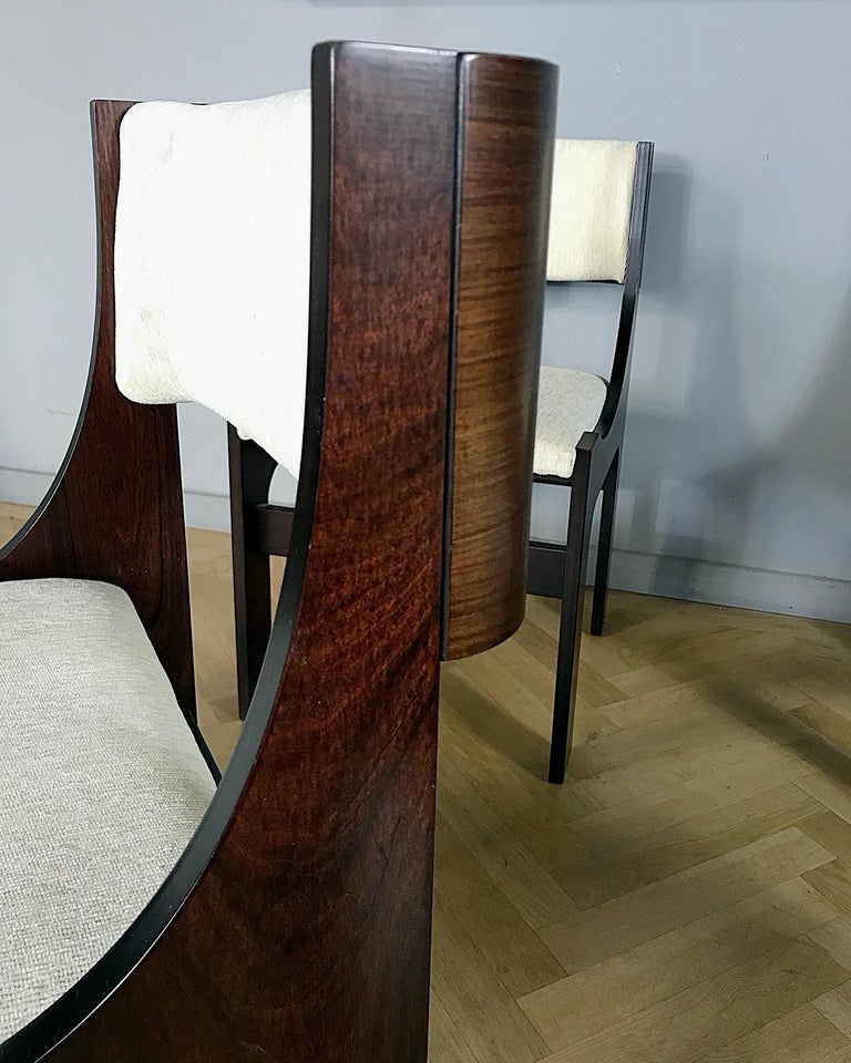 Late 20th Century Four Italian Postmodern Sculptural Walnut Dining Chairs, 1980s, Italy For Sale