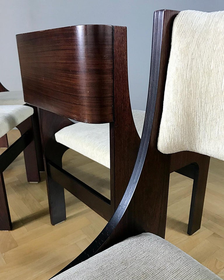 Four Italian Postmodern Sculptural Walnut Dining Chairs, 1980s, Italy For Sale 1