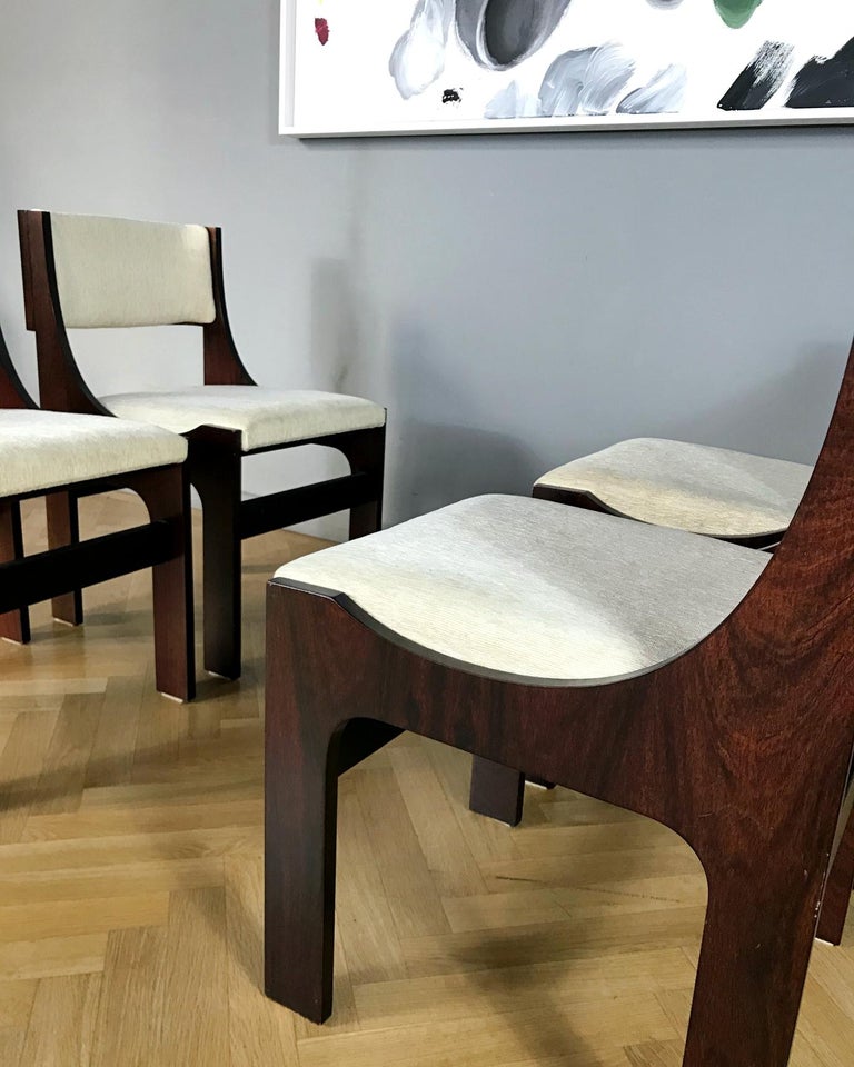 Four Italian Postmodern Sculptural Walnut Dining Chairs, 1980s, Italy For Sale 2