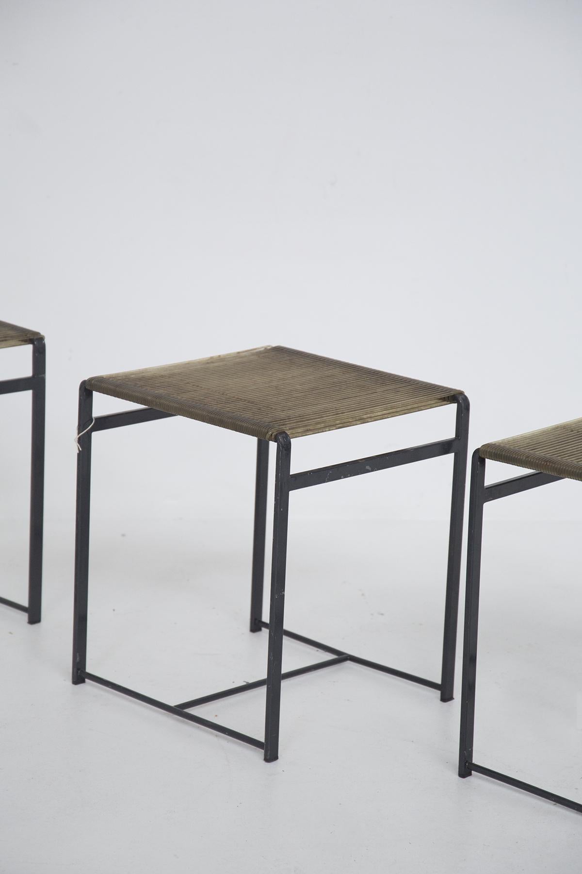 Four Scandinavian Vintage Stools in Iron In Good Condition For Sale In Milano, IT