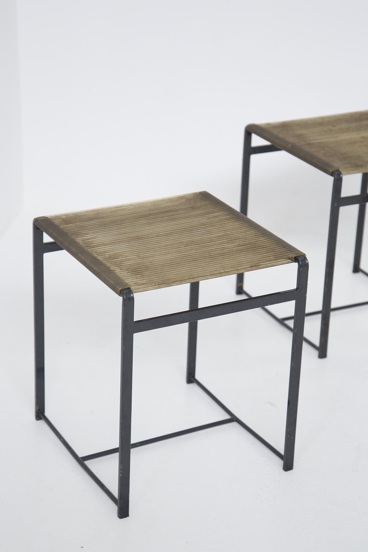 Mid-20th Century Four Scandinavian Vintage Stools in Iron For Sale