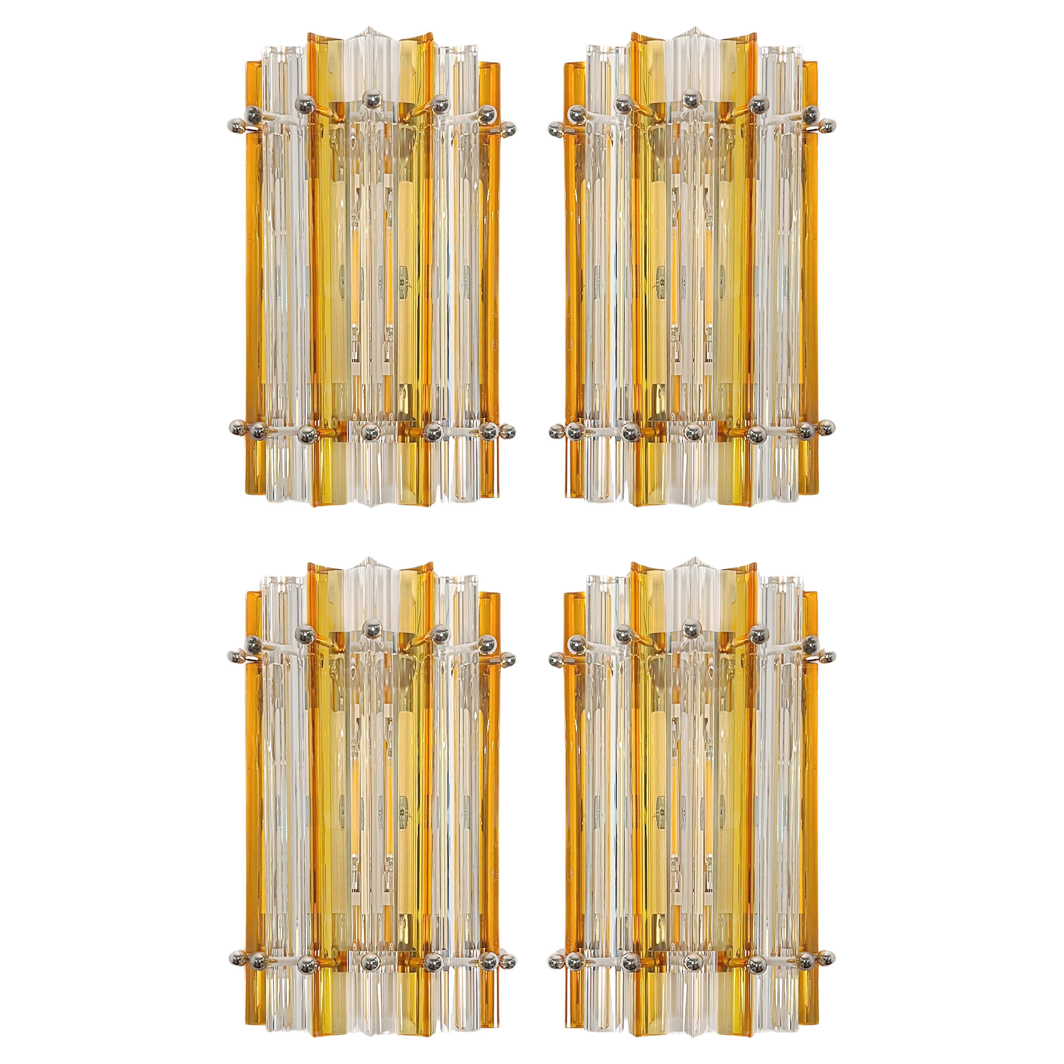 Four Italian Wall Sconces, Venini Style Murano, 1990s