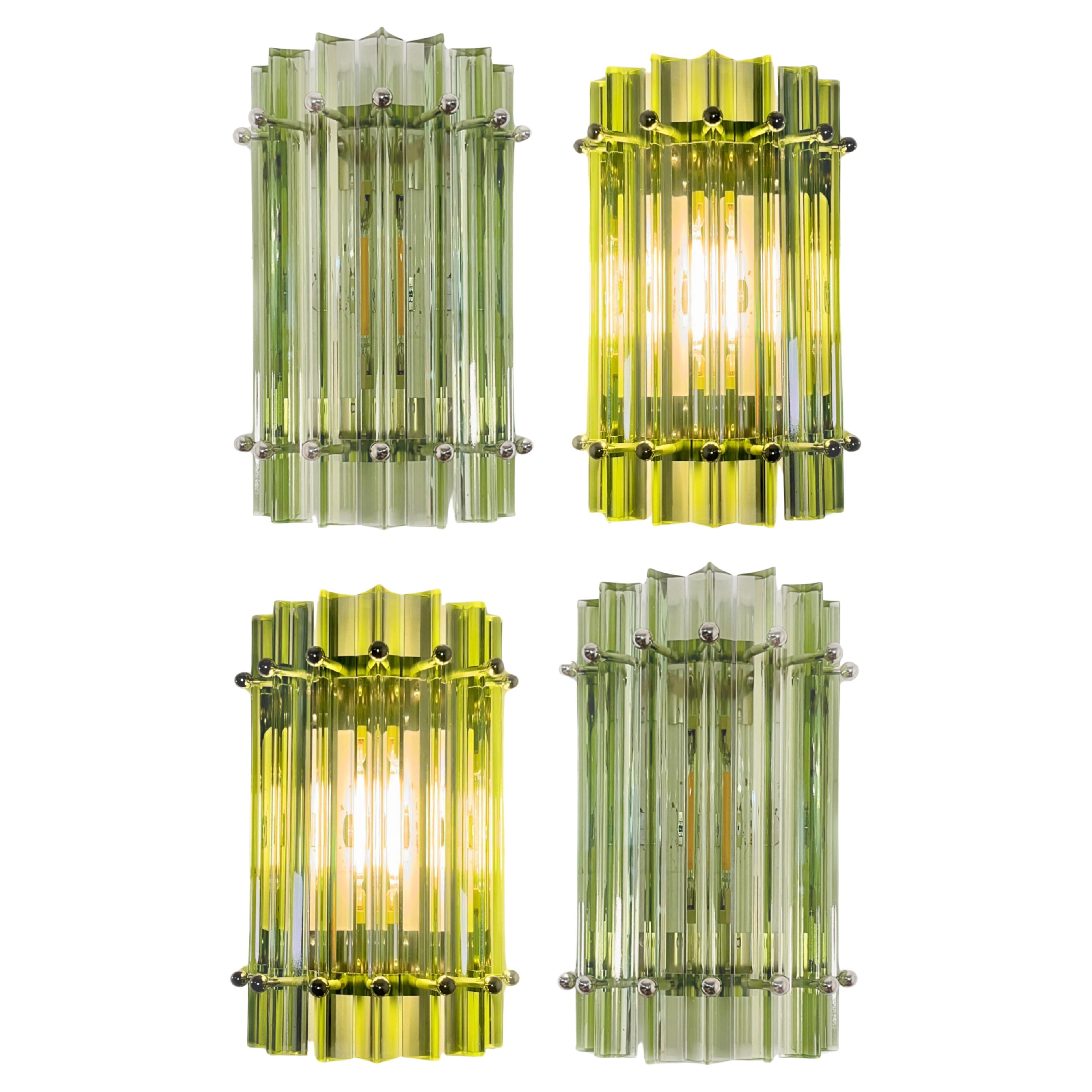 Four Italian Wall Sconces, Venini Style Murano, 1990s