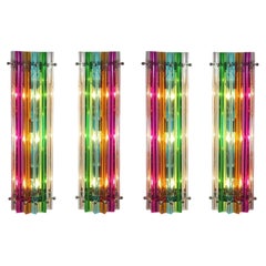 Four Italian Wall Sconces, Venini Style Murano, 1990s