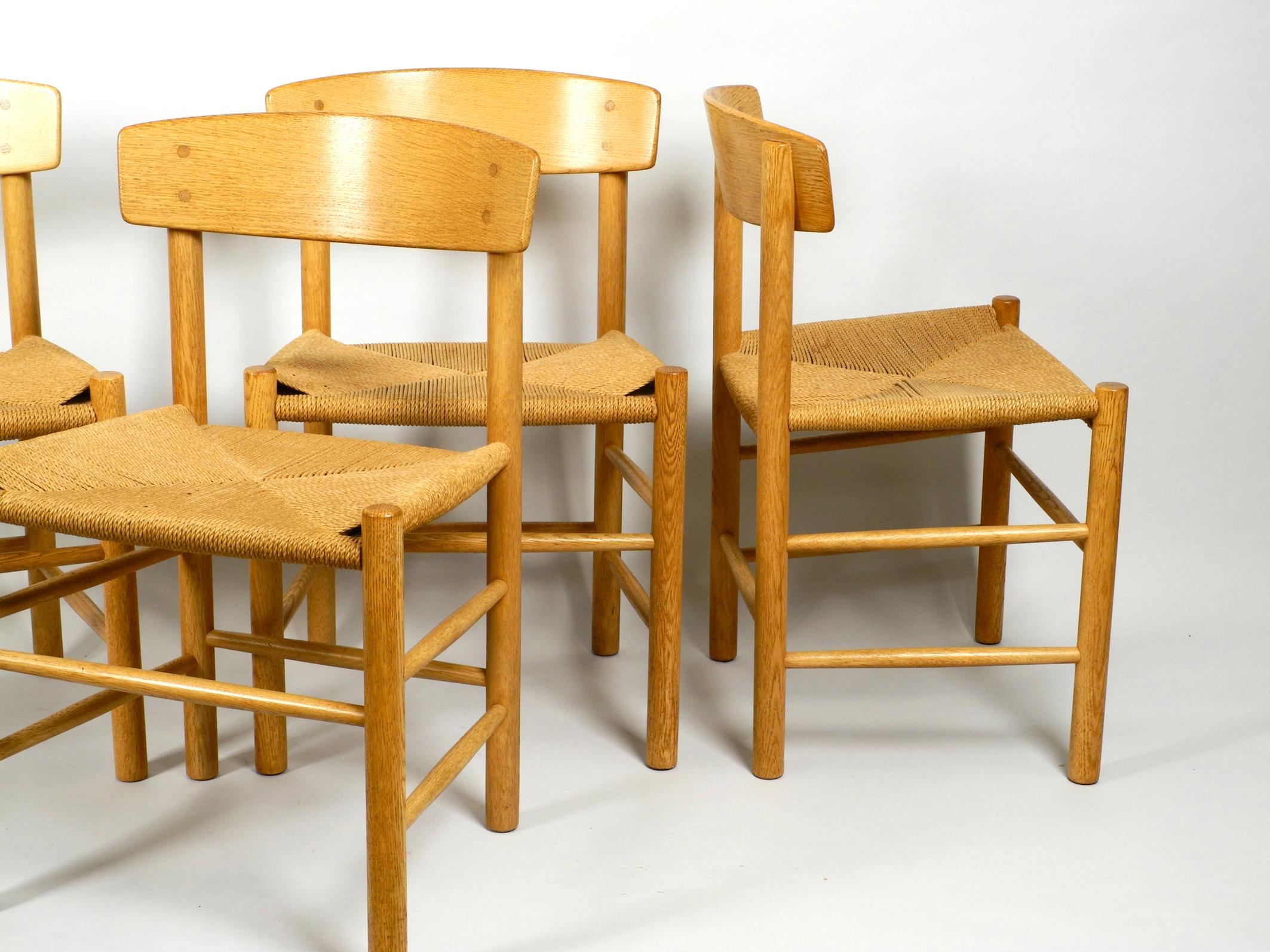 Mid-Century Modern Four J39 Mogensen Chairs in Oak and Cord Weaving by Børge Mogensen Fredericia