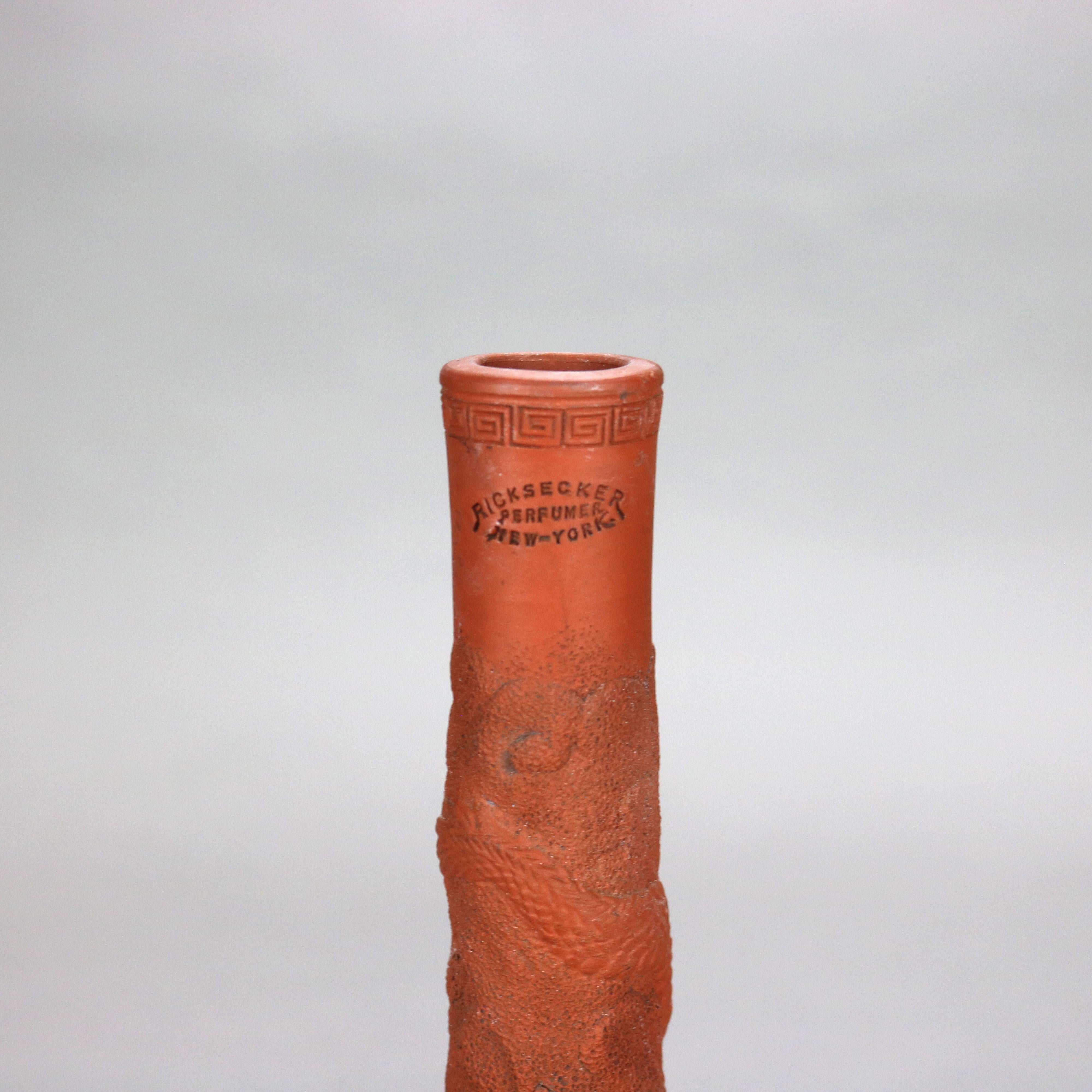 Four Japanese Embossed Terra Cotta Long Neck Vases C1930 5