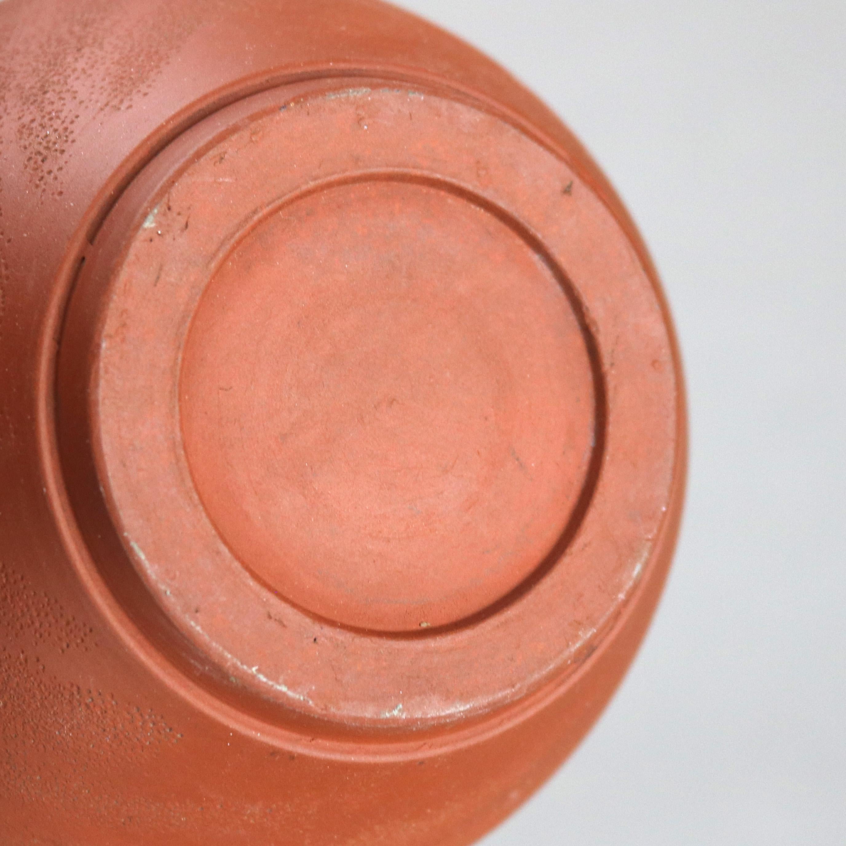 Four Japanese Embossed Terra Cotta Long Neck Vases C1930 4