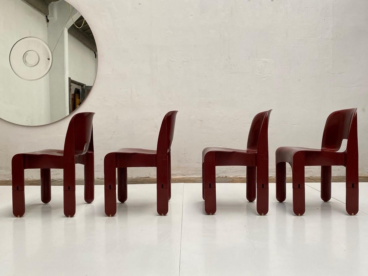 Mid-Century Modern Four Joe Colombo 'Universale' Chairs, Very Rare First Edition 1967 Kartell Italy