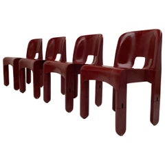 Vintage Four Joe Colombo 'Universale' Chairs, Very Rare First Edition 1967 Kartell Italy