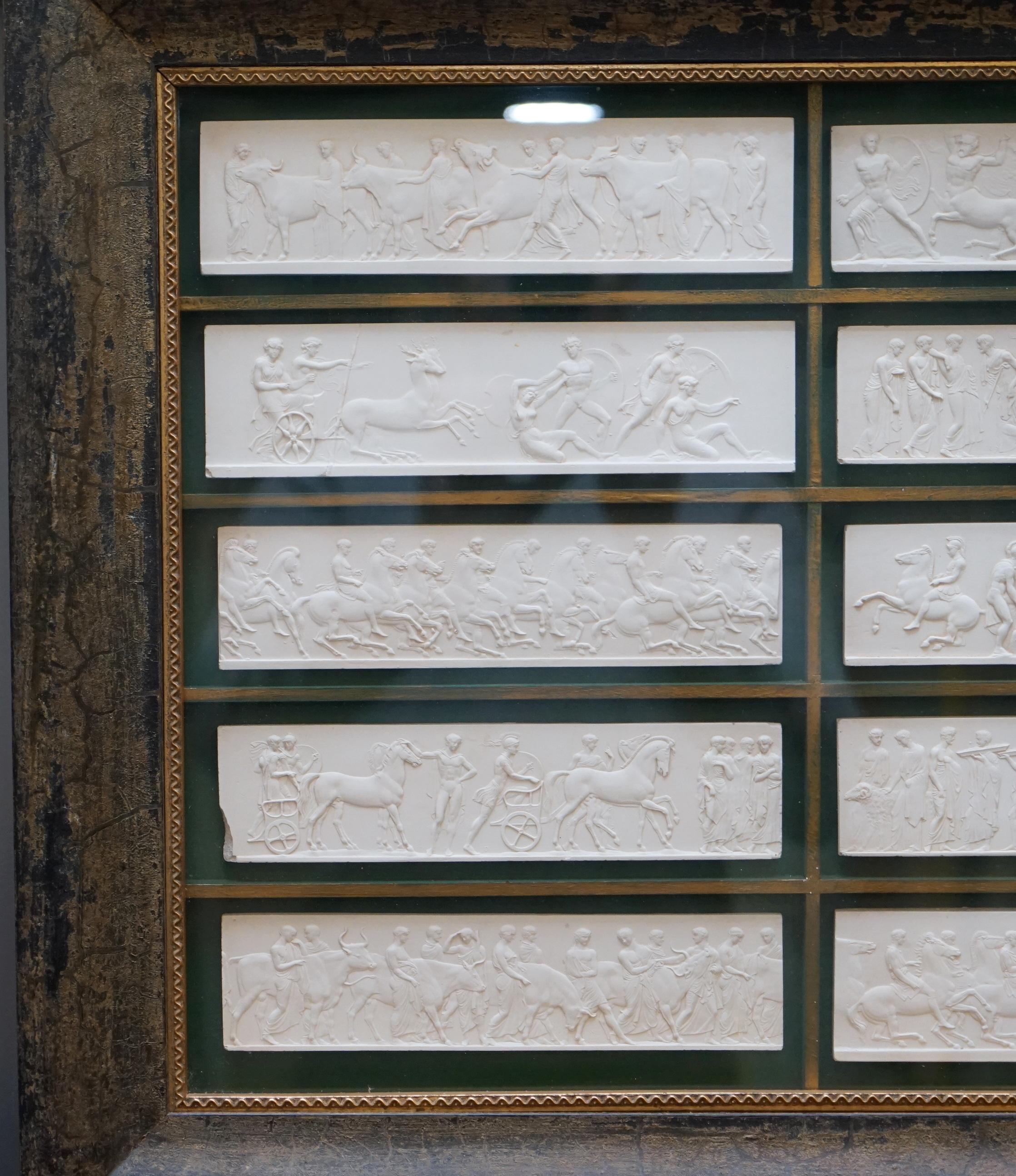 Four John Henning Large Framed Victorian Grand Tour Plaster Parthenon Friezes 4 13