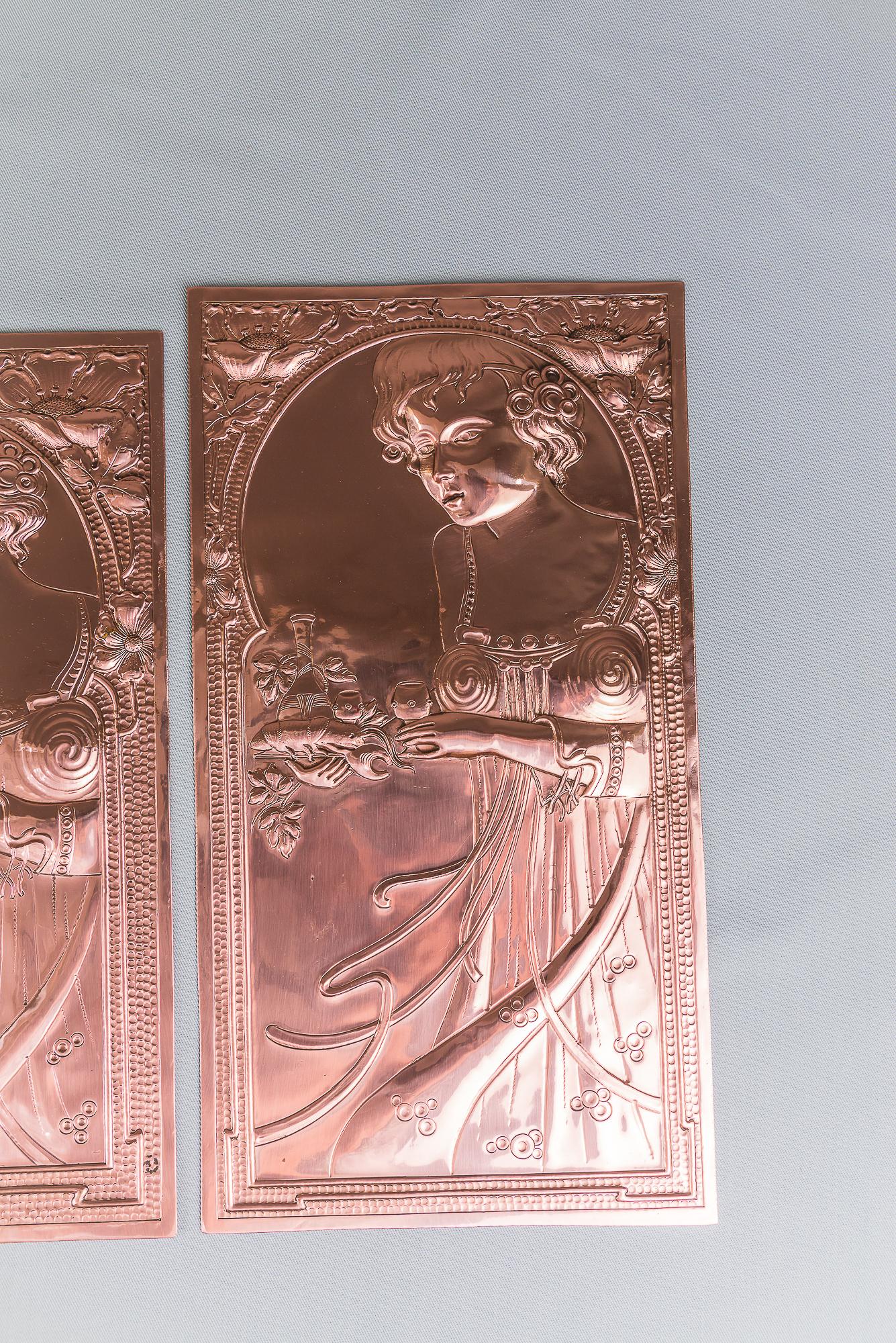 Four Jugendstil Copper Reliefs, circa 1907s In Good Condition In Wien, AT