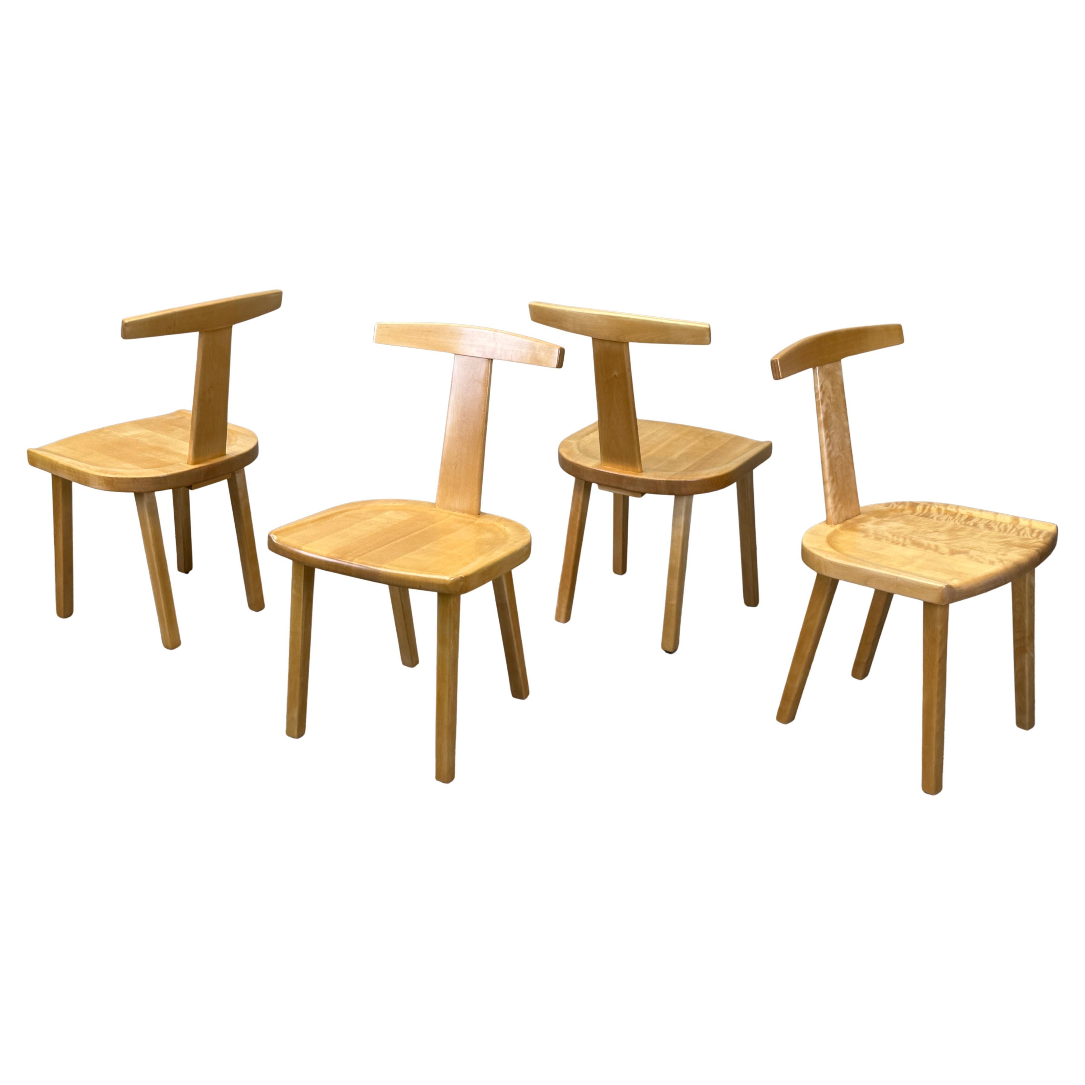 Four 'Juha' Chairs in Solid Birch by Olavi Hänninen for HMN For