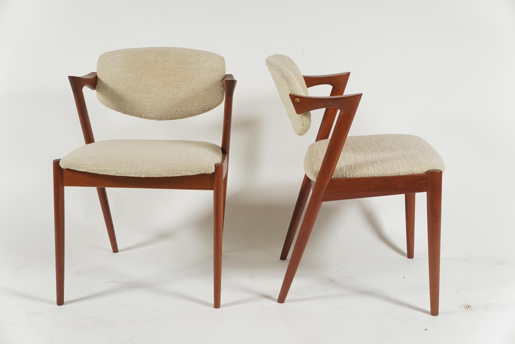 Four Kai Kristiansen Chairs in Teak with Original Upholstery In Excellent Condition In Hudson, NY