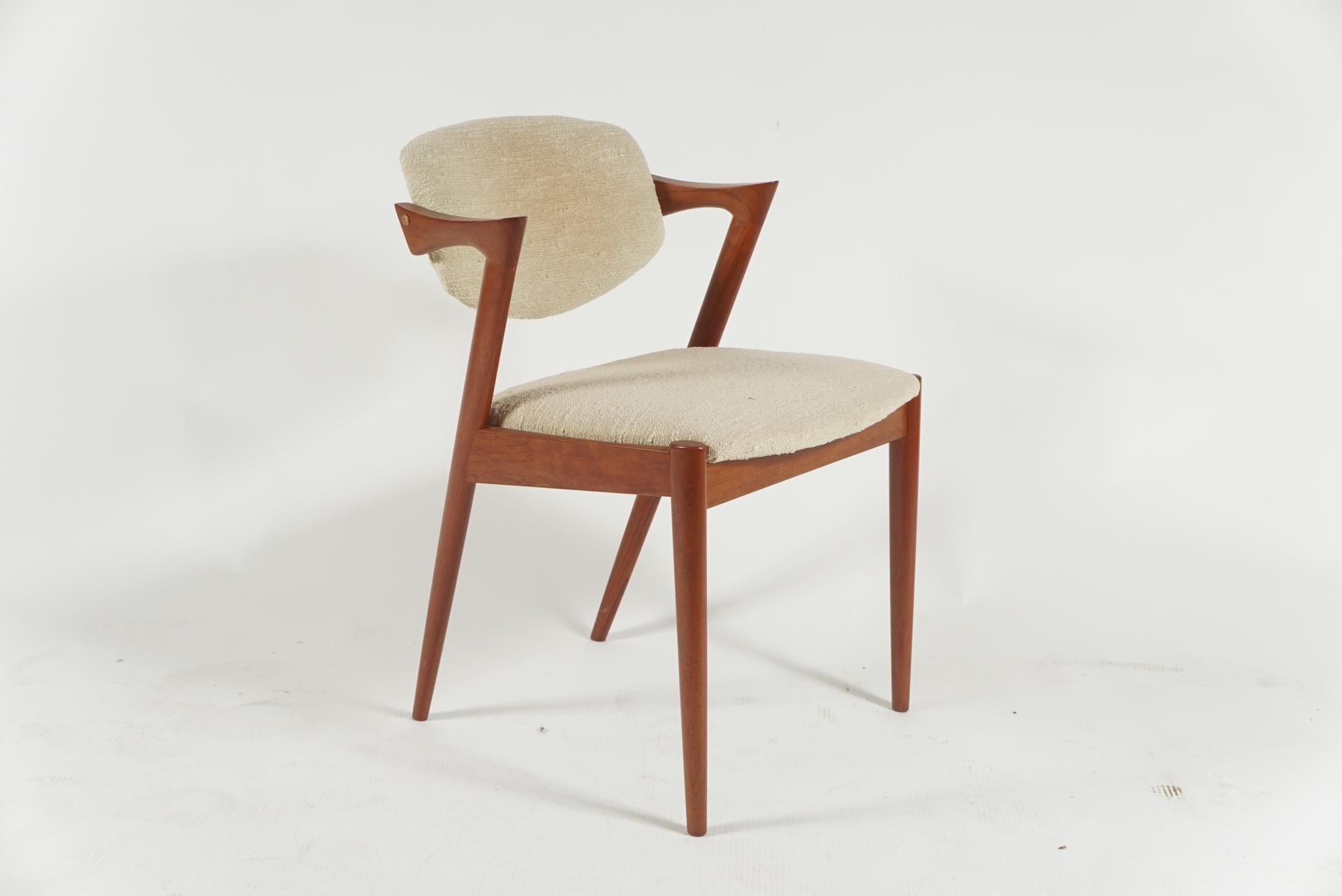 Mid-20th Century Four Kai Kristiansen Chairs in Teak with Original Upholstery