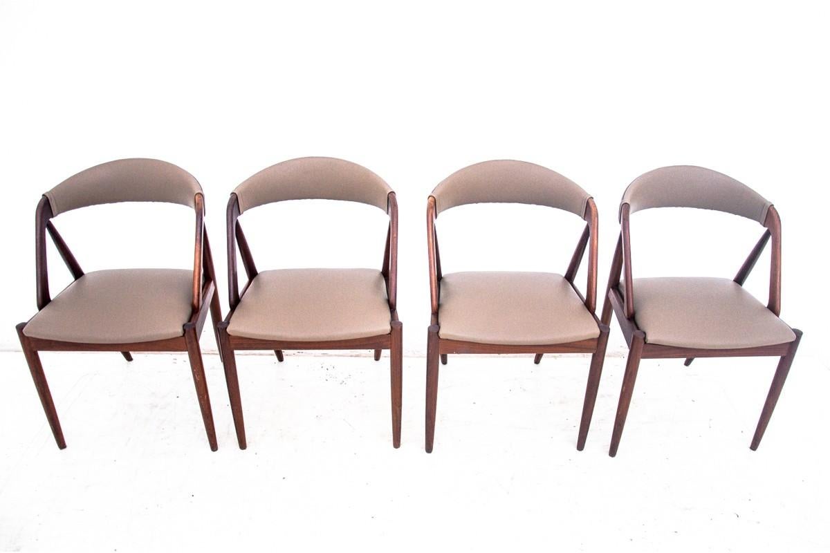 Scandinavian Modern Four Kai Kristiansen Model 31 Teak Dining Room Chairs