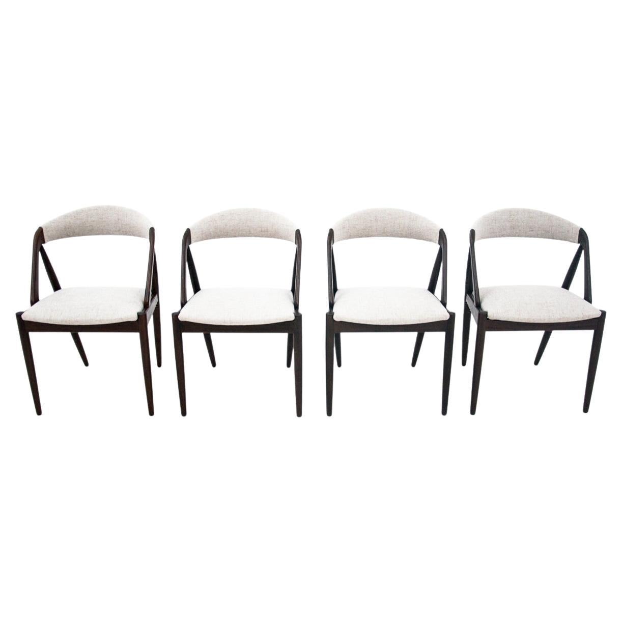 Cuatro sillas de comedor de teca Kai Kristiansen Modelo 31