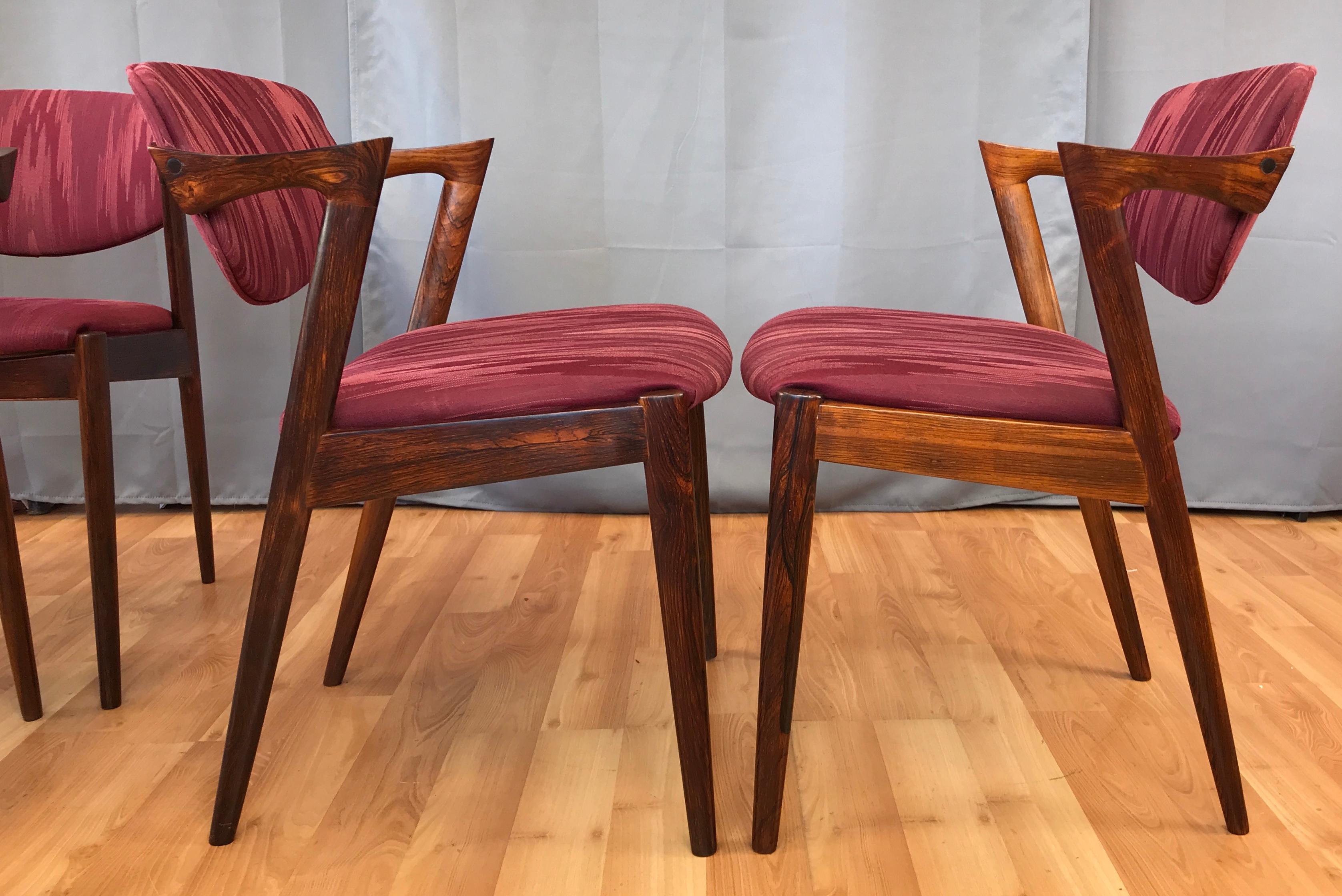 Four Kai Kristiansen Rosewood Dining Chairs for Schou Andersen 4