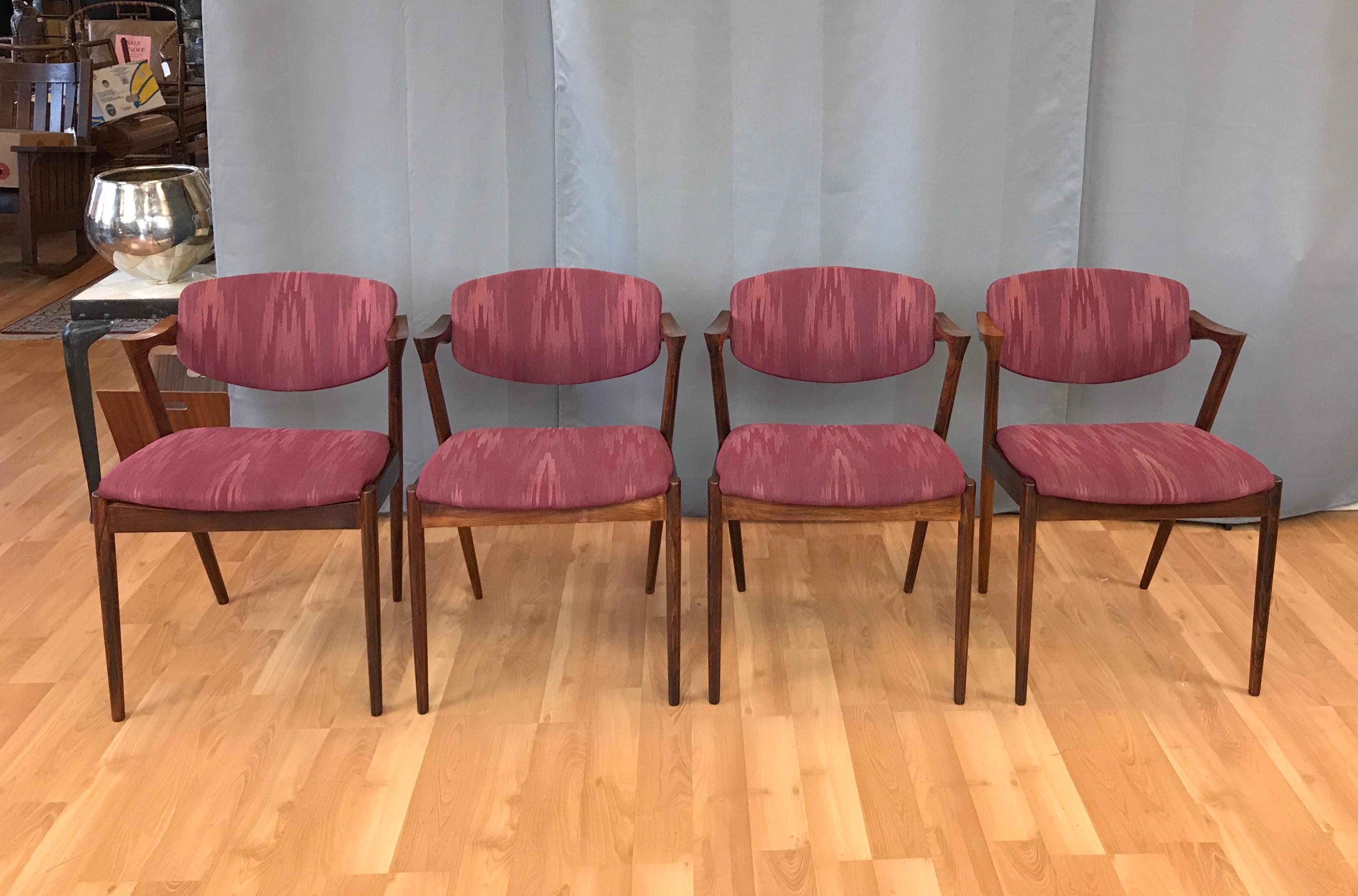 Danish Four Kai Kristiansen Rosewood Dining Chairs for Schou Andersen