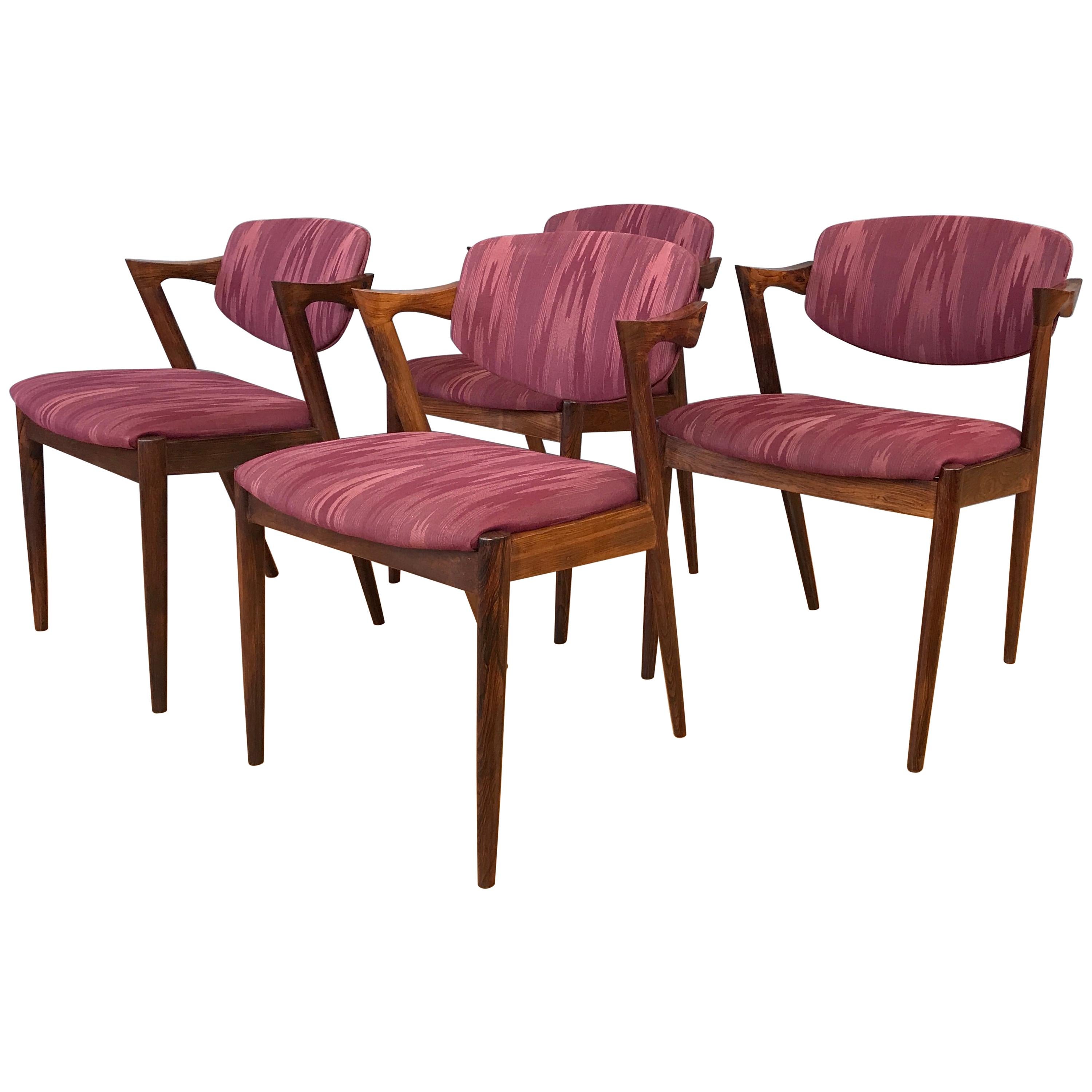 Four Kai Kristiansen Rosewood Dining Chairs for Schou Andersen