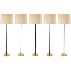 Four Kalmar Floor Lamps,  Brass Leather, 1960s