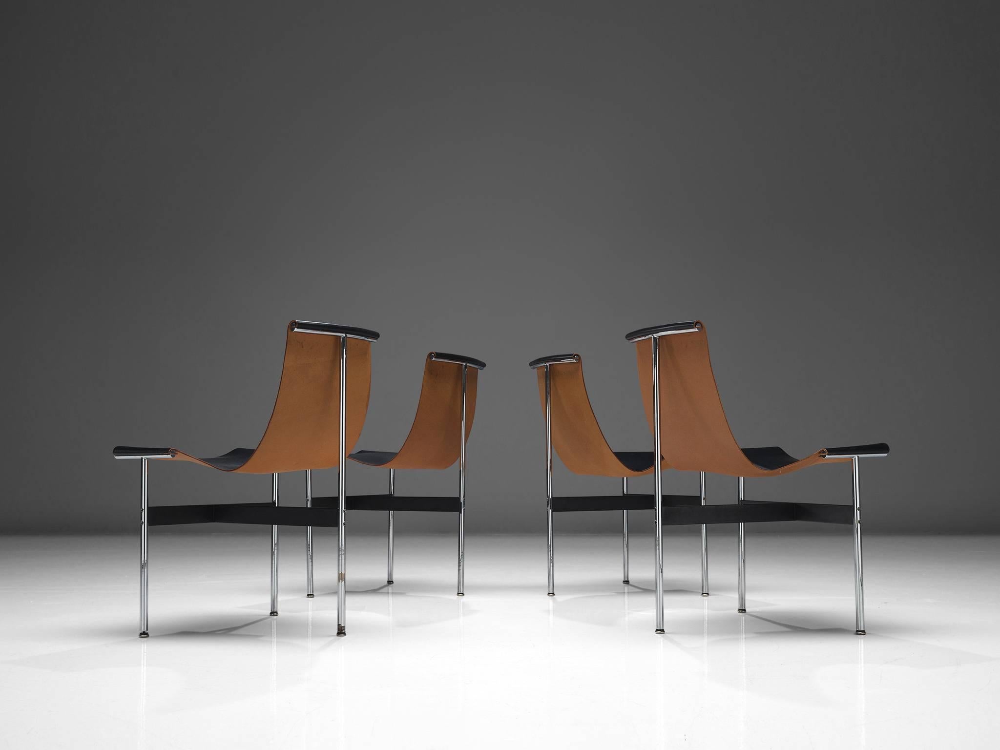 North American Katavolos Kelley and Littell T-Chairs in Original Black Leather