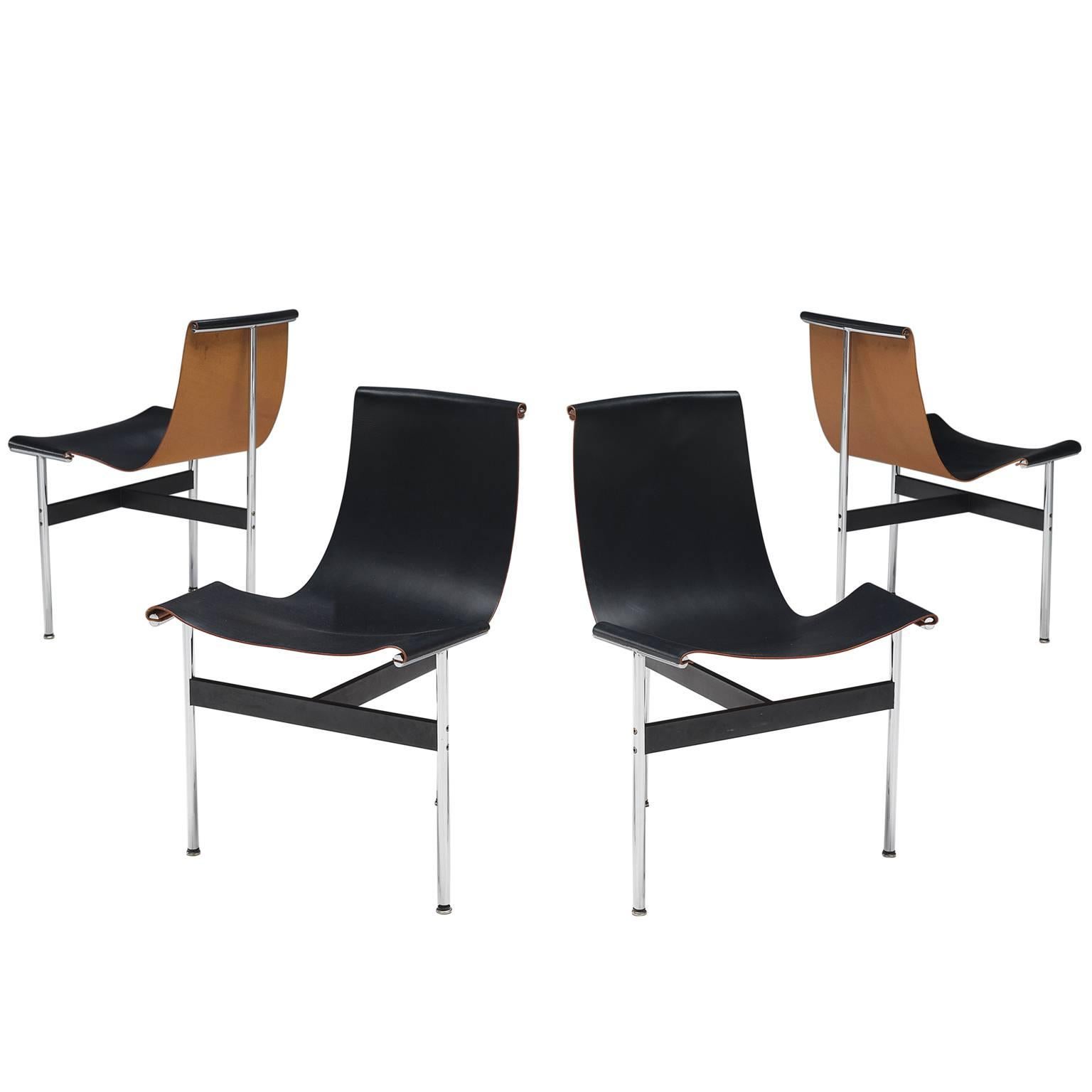 Katavolos Kelley and Littell T-Chairs in Original Black Leather