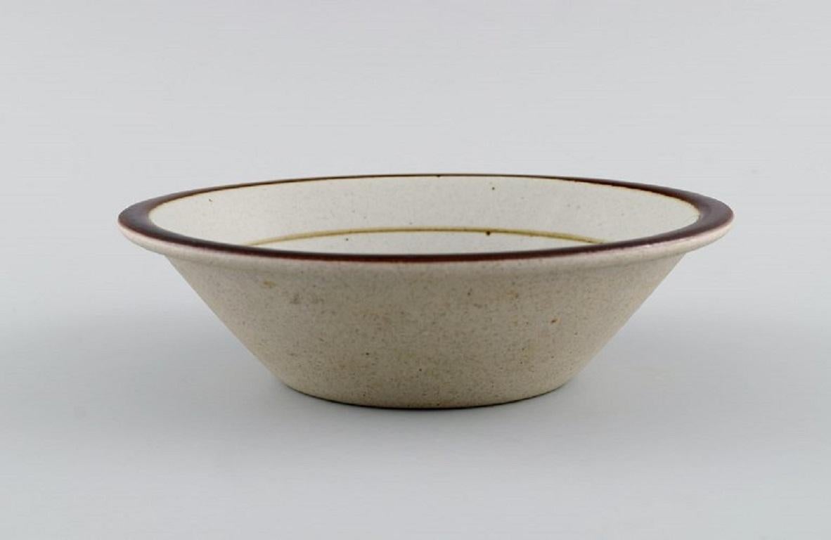 Four Knabstrup porridge bowls in partially glazed stoneware. Retro. 
Danish design, 1960/70s.
Measures: 16.5 x 4.5 cm.
In excellent condition.
Stamped.