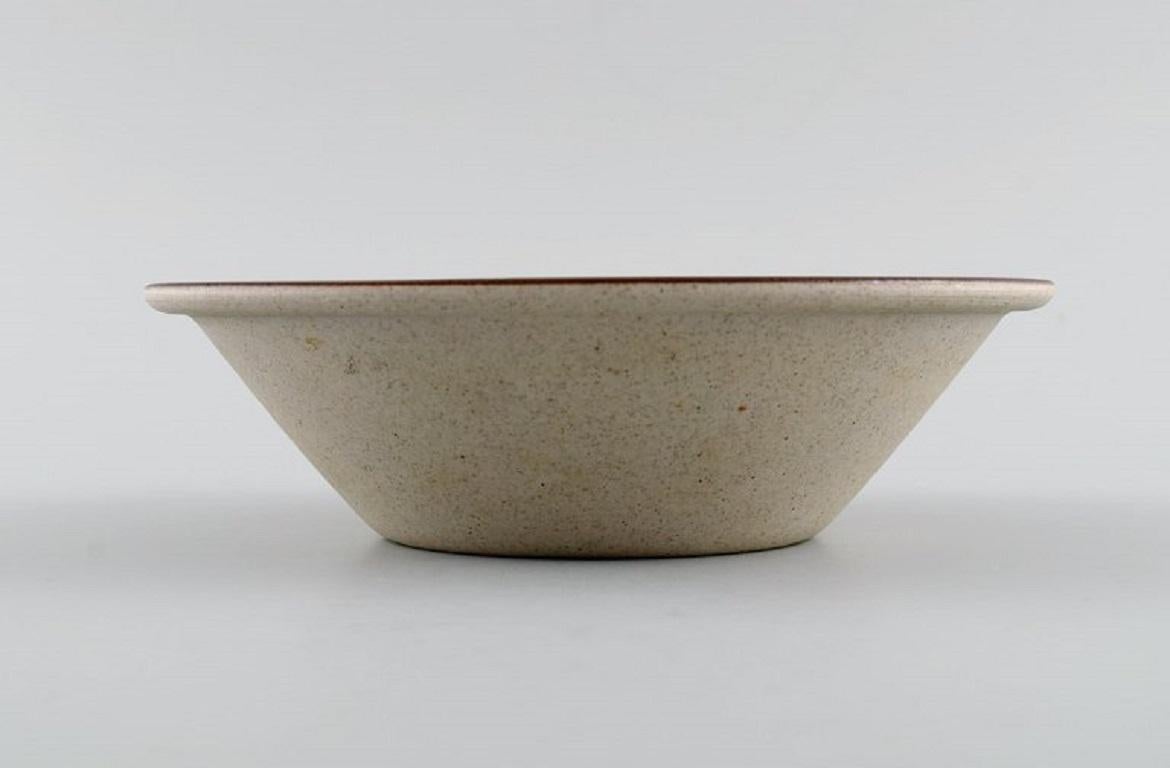 Danish Four Knabstrup Porridge Bowls in Partially Glazed Stoneware, Retro For Sale